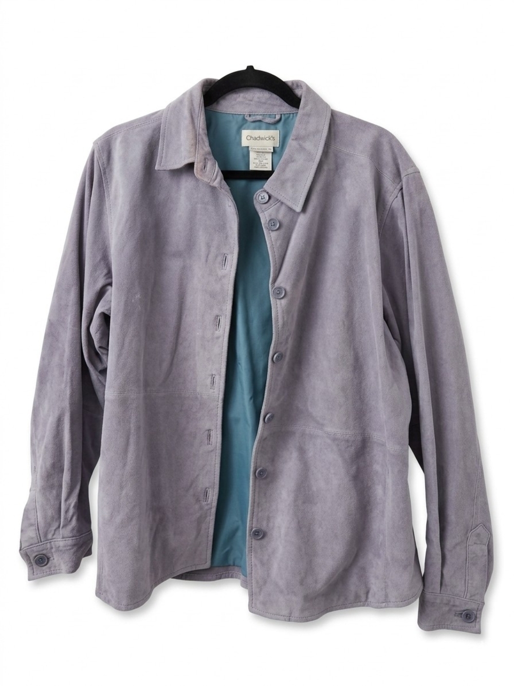 Chadwicks Lavender Suede Button-Front Shirt Jacket